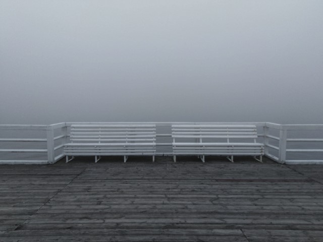 Two Benches in Fog